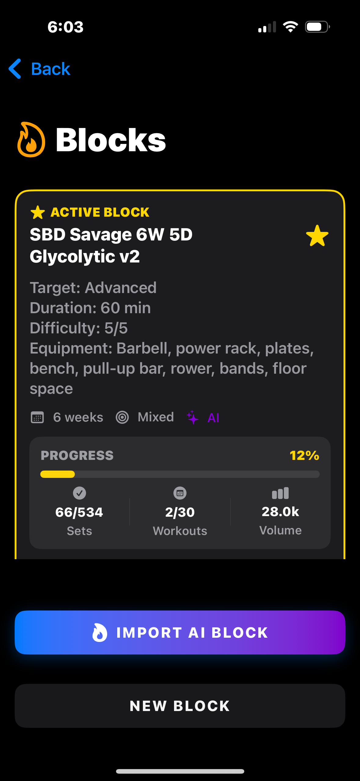 Savage by Design app - Block overview