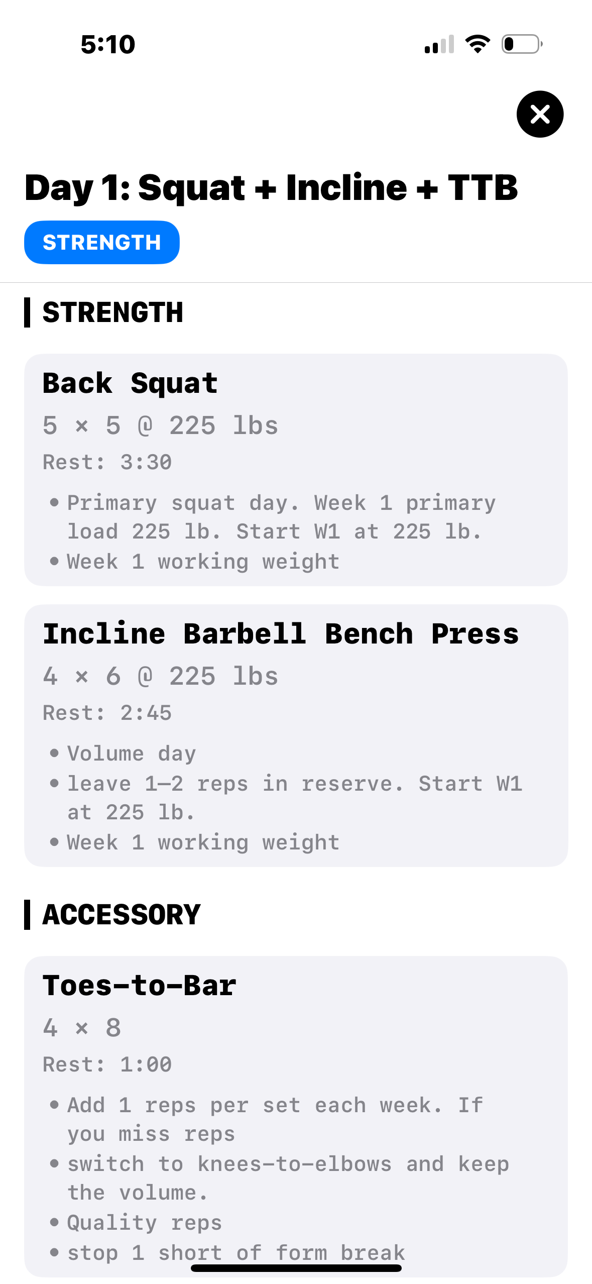 Savage by Design app - Workout session